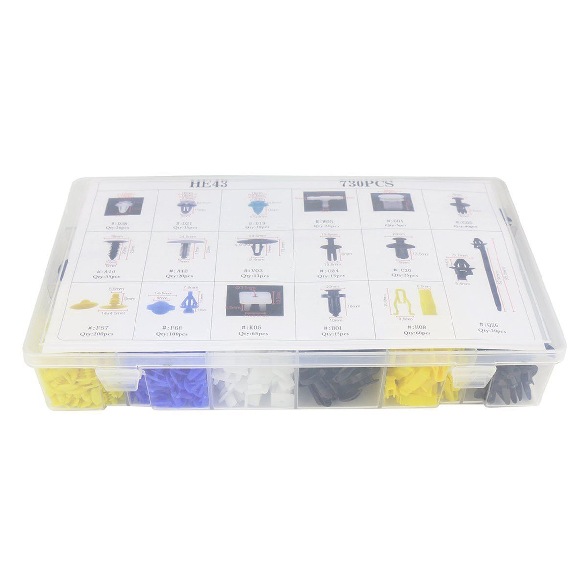 730Pcs Bumper Retainer Clips Kit Car Fastener Rivet