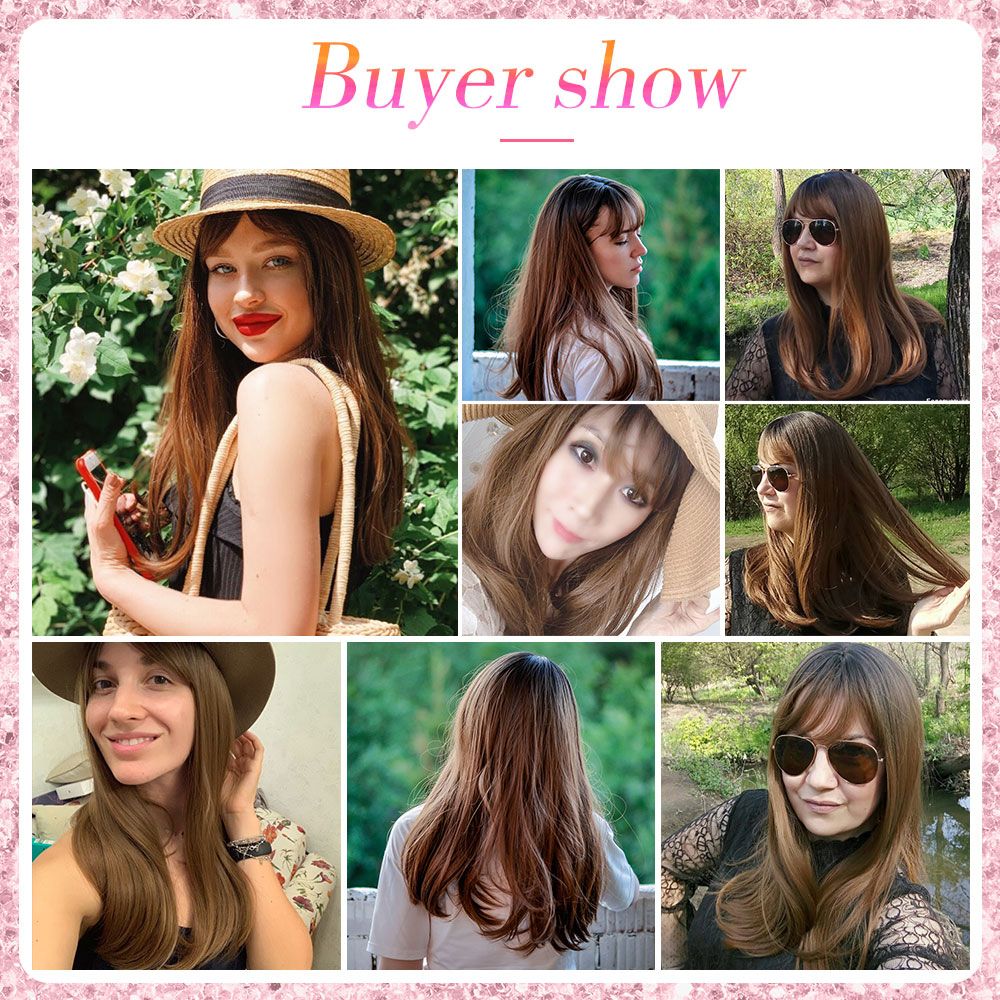 20 Inches Hair Wig Long Straight Silky Synthetic Heat