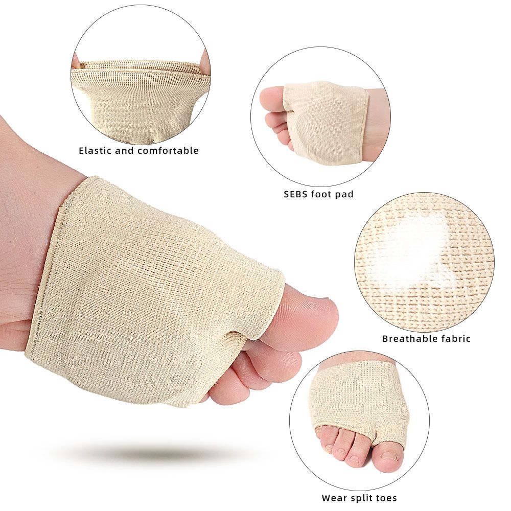 2 Pairs Metatarsal Pads Half Bunion Sleeve Forefoot Cushion For Foot Pain Relief