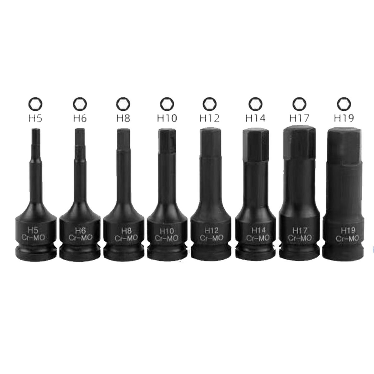 1/2in Drive Allen Wrench Hex Bit Impact Socket Set H5-H19