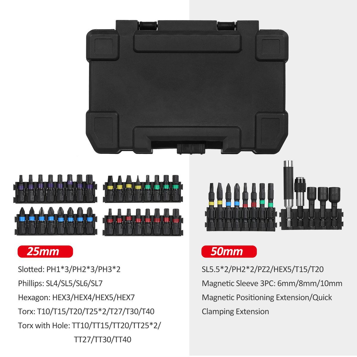 45PCS Drill Bit Set Screwdriver Bit Set Impact Driver Bit Set for Wood, Metal, Steel and Security Screwdriver Bits for Power Tool with Case