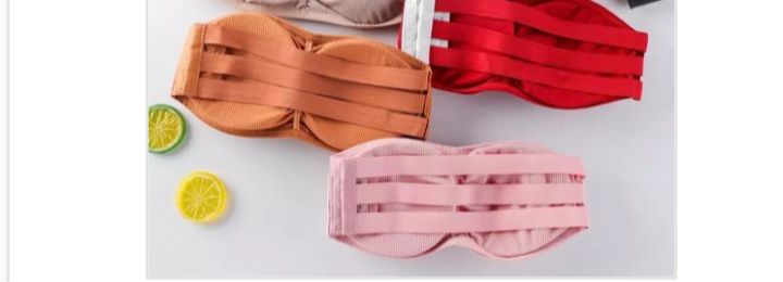 Women Cotton Tube Strapless Bra Top Push Up 3 IN 1