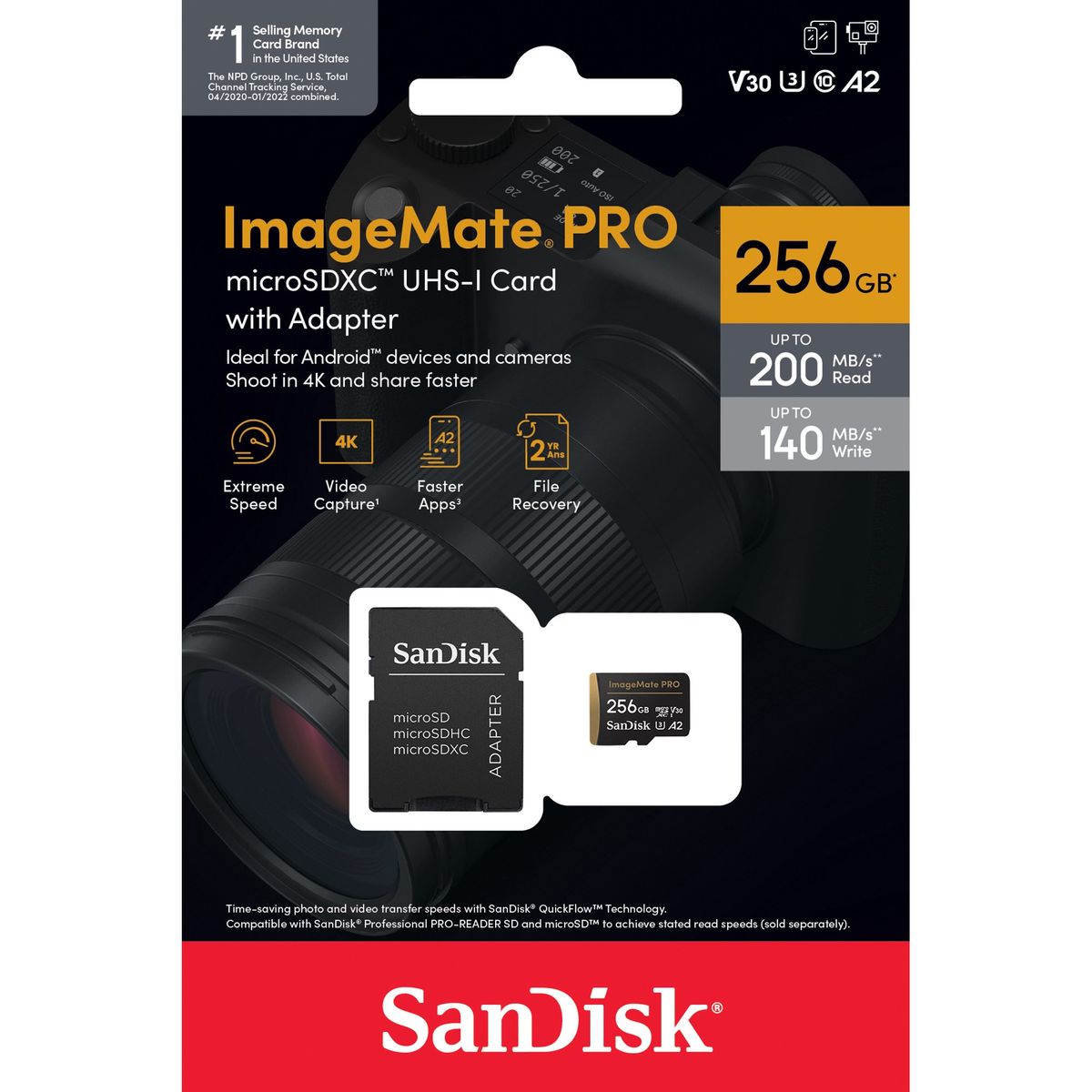 256GB ImageMate PRO MicroSDXC V30, 4K UHD Micro SD Card