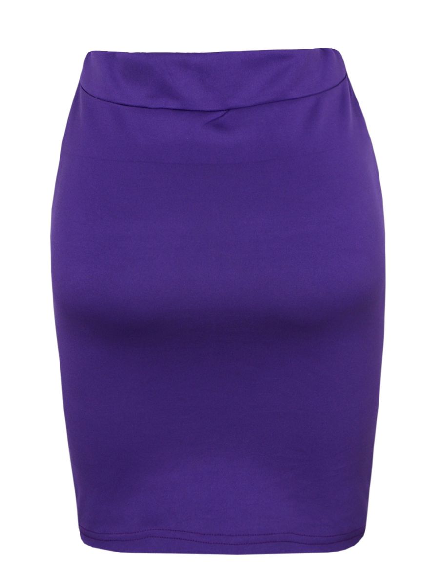 Fitted Bodycon Midi Skirt - Purple
