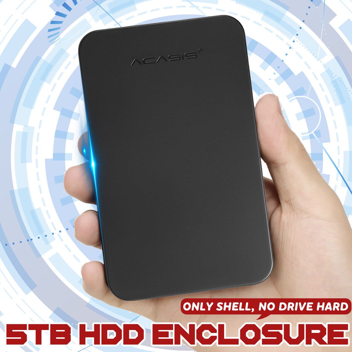 2.5'' HDD SSD Case Sata To USB3.0 Hard Drive Box Enclosure Adapter + USB [Black]