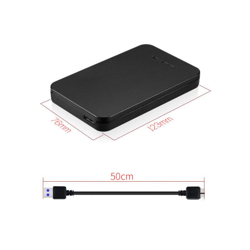 2.5'' HDD SSD Case Sata To USB3.0 Hard Drive Box Enclosure Adapter + USB [Black]
