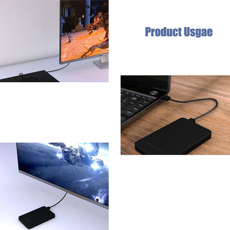 2.5'' HDD SSD Case Sata To USB3.0 Hard Drive Box Enclosure Adapter + USB [Black]