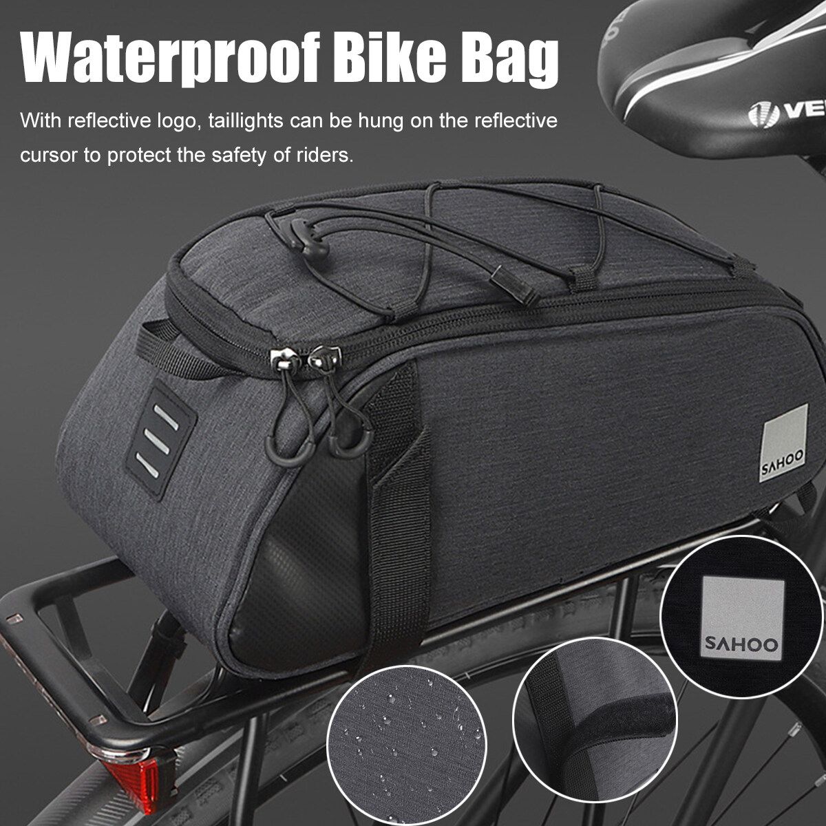 Portable Bicycle Bag Waterproof Luggage Bag Bike Rear Seat Trunk Saddle Bag 7L