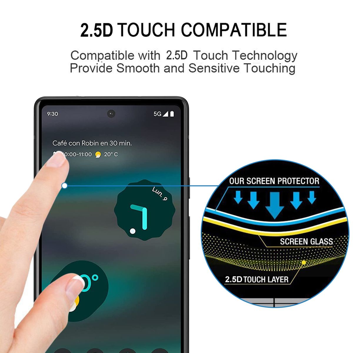 For Google Pixel 6a Full Screen Protector Tempered Glass Film