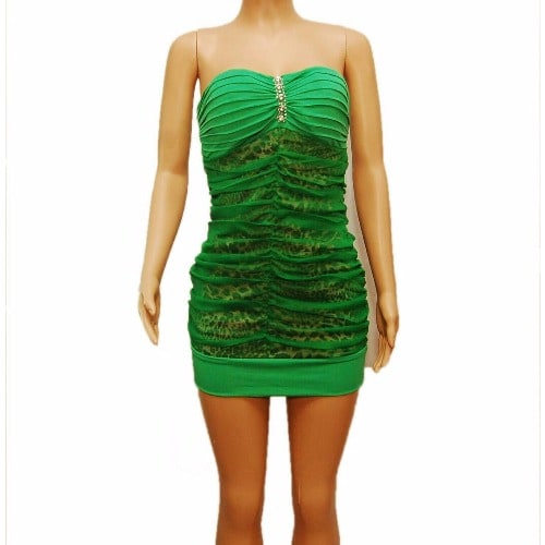 Emfed Bandeau Green Mini Dress