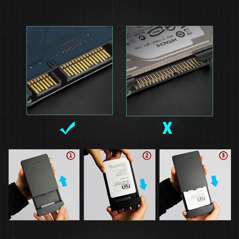 2.5'' HDD SSD Case Sata To USB3.0 Hard Drive Box Enclosure Adapter + USB 5TB