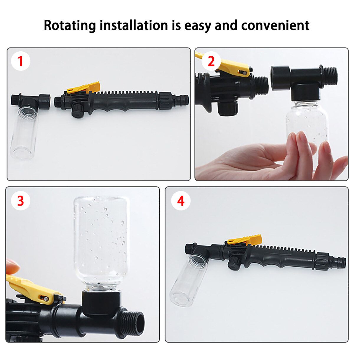 34/52.5/62.5/77CM 2-in-1 High Washer With Foam Bottle Adjustable Detachable For Wood Brick Concrete Plastic Glass Clean Black 77CM