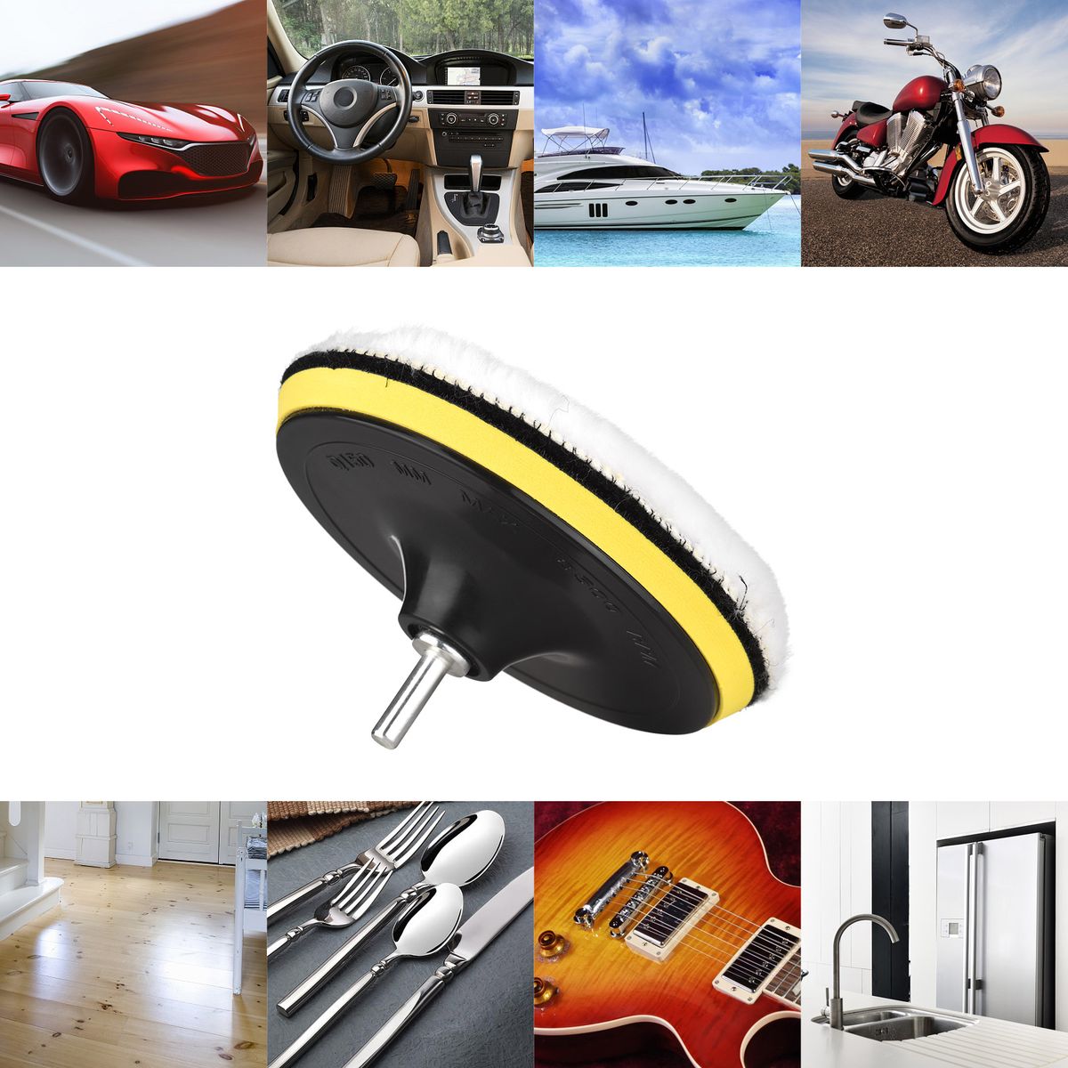 5Pcs Wool Polishing Pads Kit 6 Inches Car Buffing For