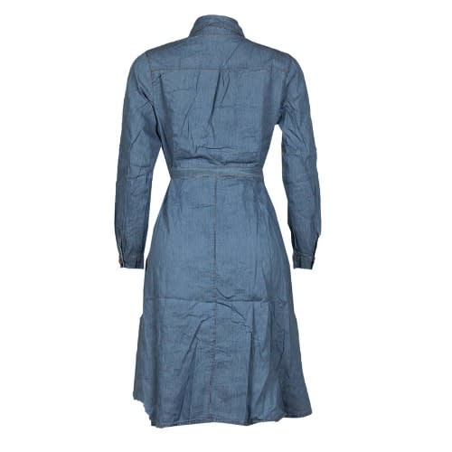 Long Sleeve Denim Dress- Blue
