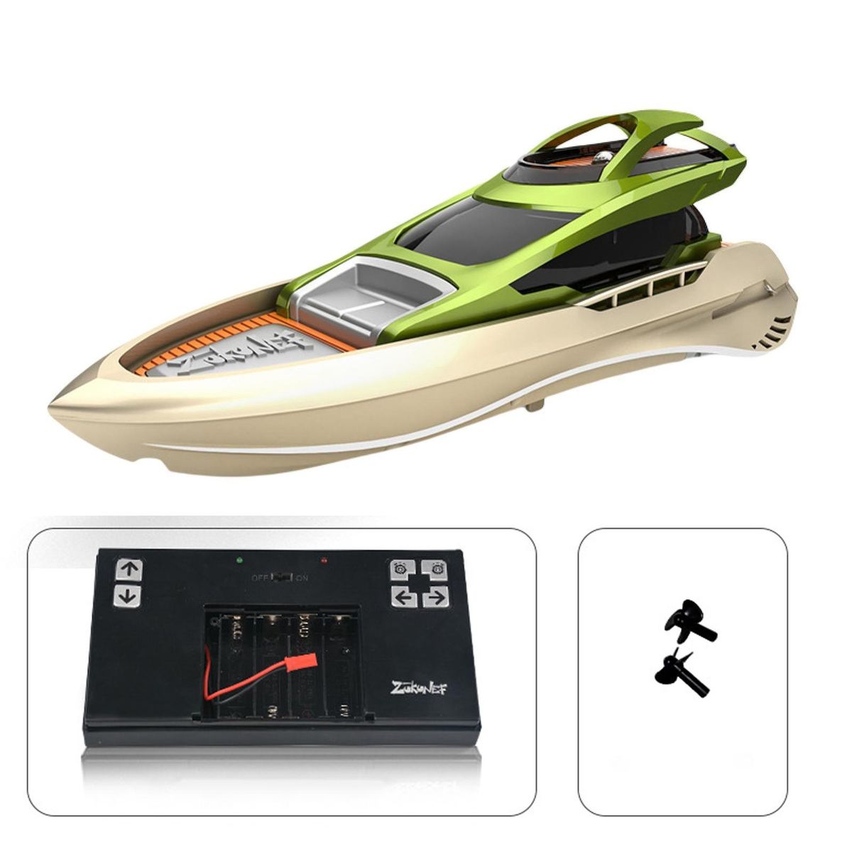 1 Set Remote Control Speedboat Yacht Model RC Boat Toys Green