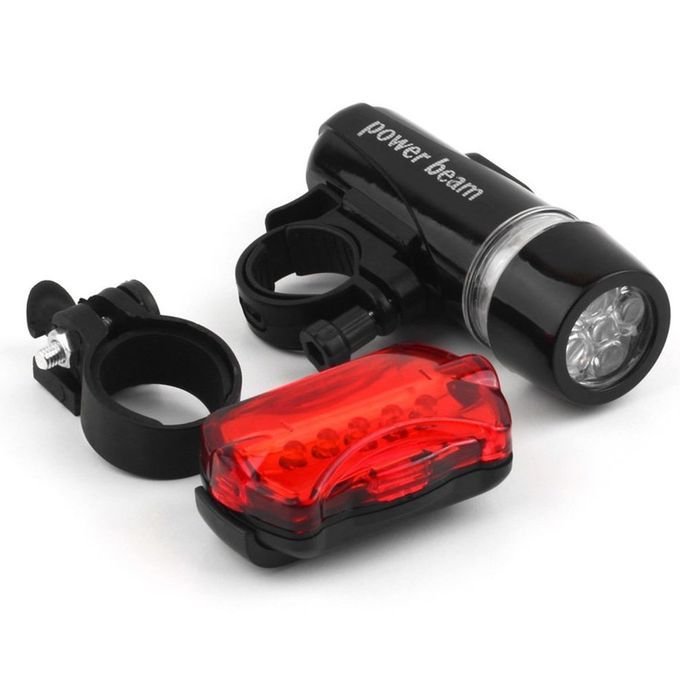 5 Water Resistant   Bike Bi Y Le Head Light Rear Safety Flashlight Bra Ket-black