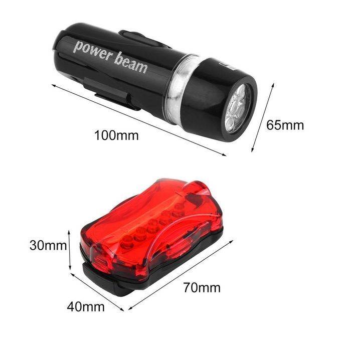 5 Water Resistant   Bike Bi Y Le Head Light Rear Safety Flashlight Bra Ket-black