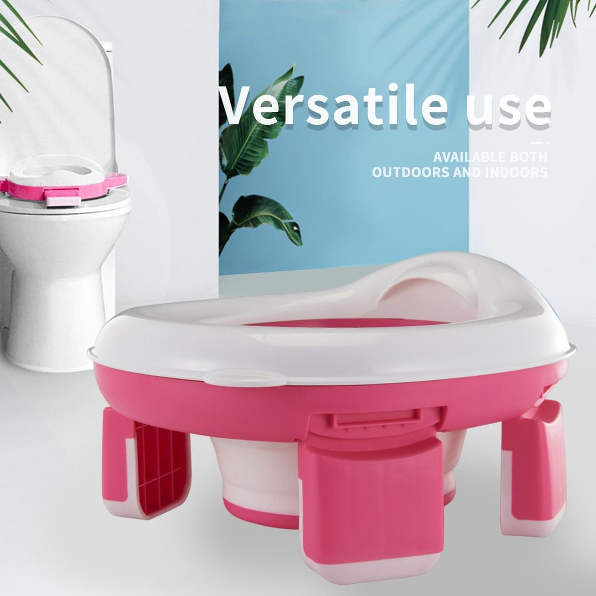 Portable Travel Potty Travel Buddy Foldable Baby Toilet for Outdoor Pink