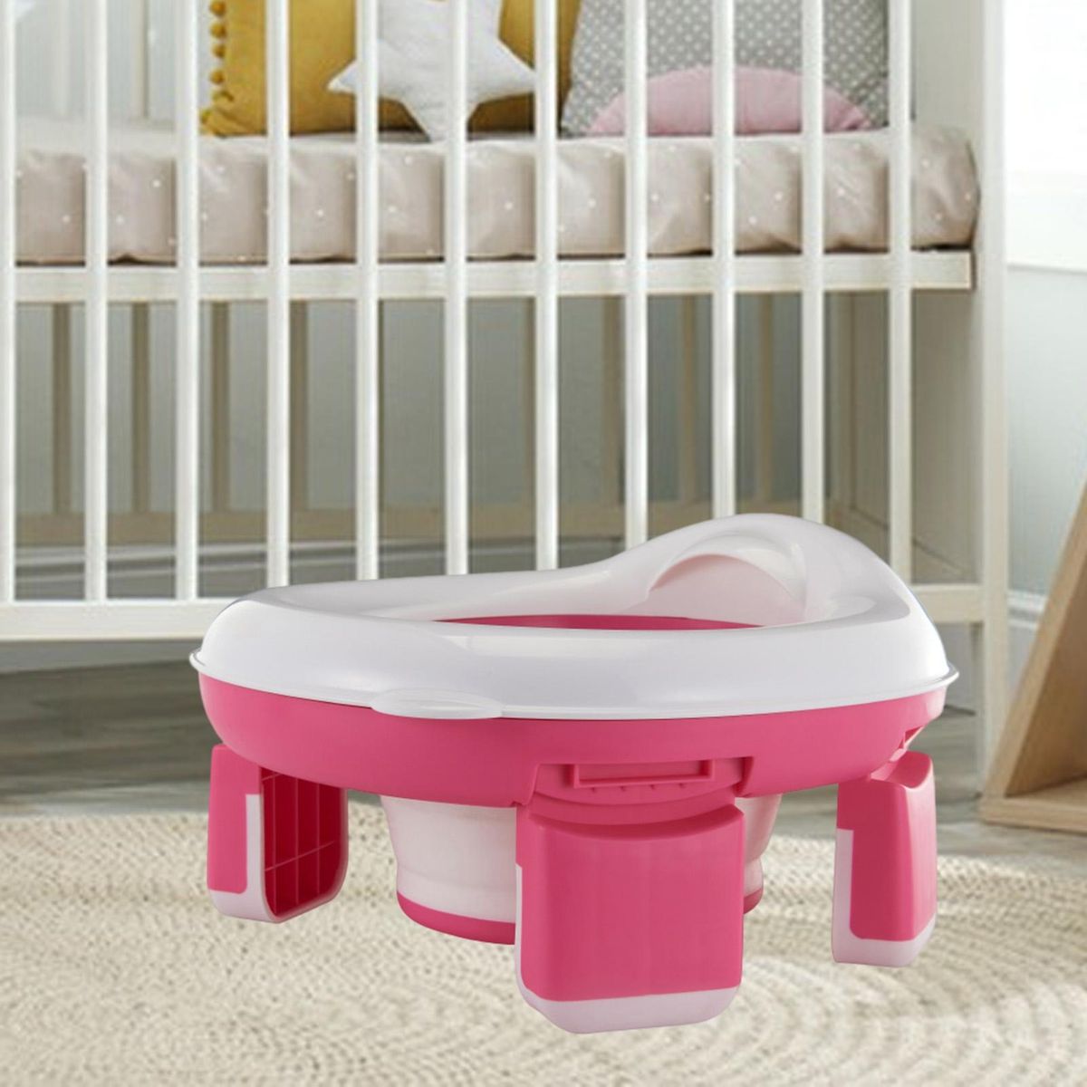 Portable Travel Potty Travel Buddy Foldable Baby Toilet for Outdoor Pink