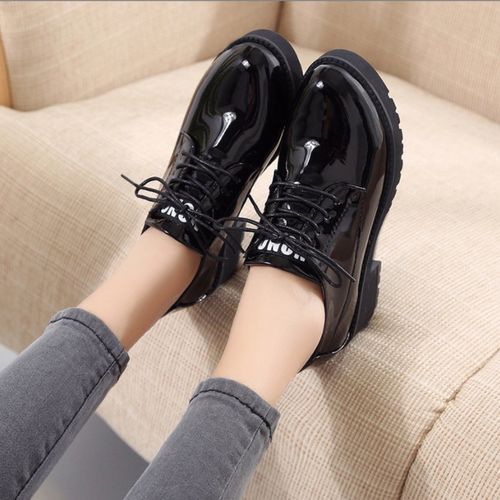 Women's New Round Toe Chunky Heel Lace-up Shoes