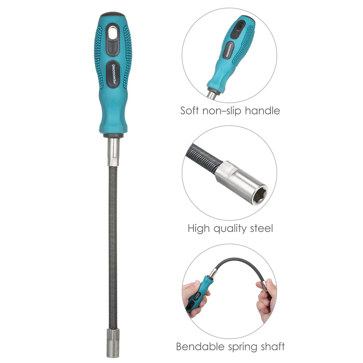 Flexible Hose Clamp Driver 7mm Metric Nut Driver Non-Slip