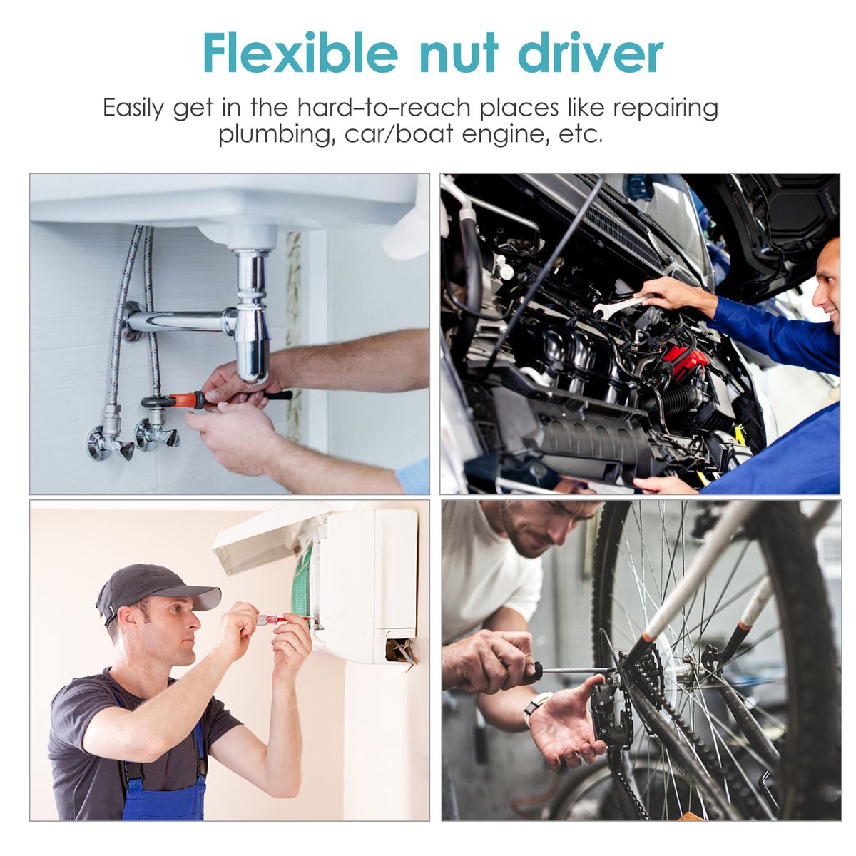 Flexible Hose Clamp Driver 7mm Metric Nut Driver Non-Slip
