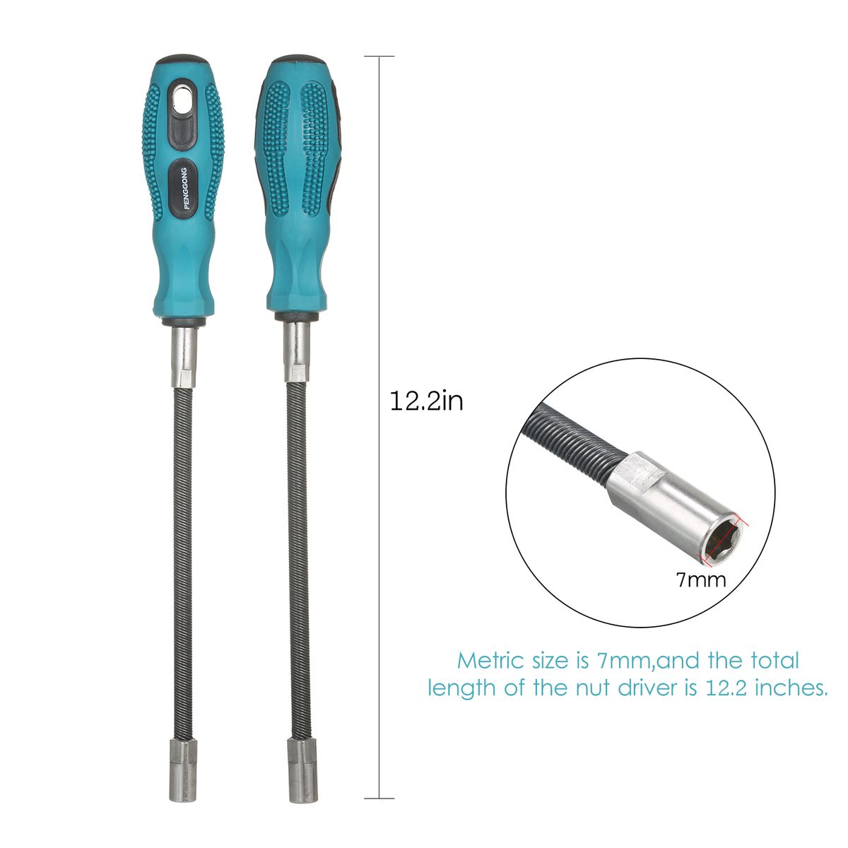 Flexible Hose Clamp Driver 7mm Metric Nut Driver Non-Slip