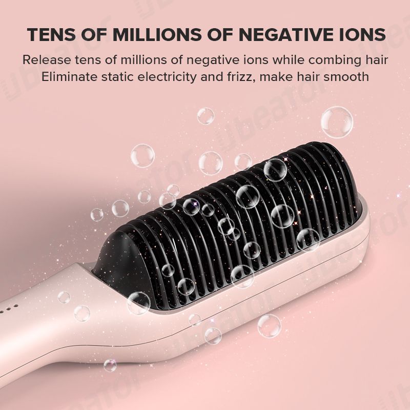 2-in-1 6-Level Temp Adjustment Ceramic Heating Hot Hair Styling Pressing Comb Brush Straight Hair