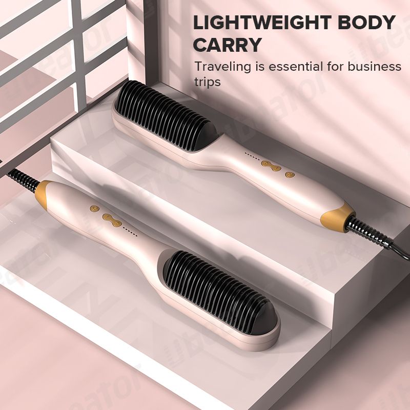2-in-1 6-Level Temp Adjustment Ceramic Heating Hot Hair Styling Pressing Comb Brush Straight Hair
