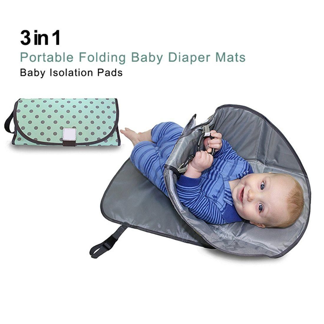 Green wave point 3-in-one folding baby diaper pad baby