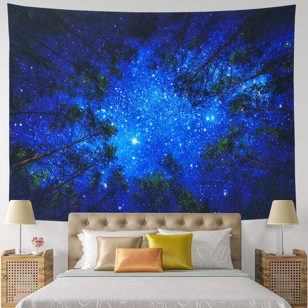 Night Sky Starry Forest Tapestry For Home Decor