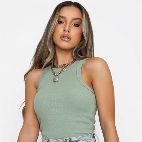 Solid Rib Knit Crop Tank Top