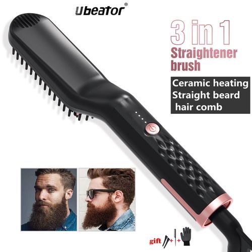 Pro Ceramic Heating Beard Hair Styling Comb Straight Curling Salon And Household Both-599