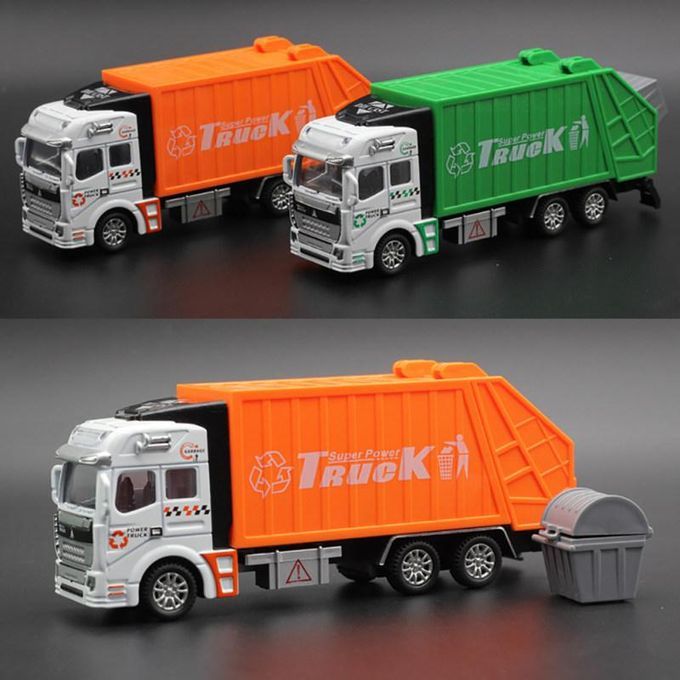 Mini 1/48 Garbage Truck Model With Trash Can Kids-Green