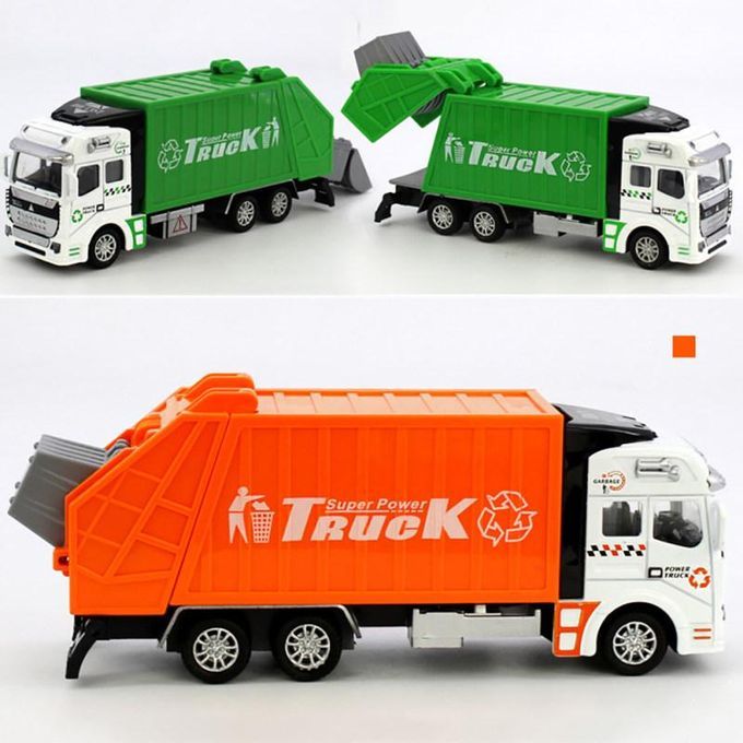 Mini 1/48 Garbage Truck Model With Trash Can Kids-Green