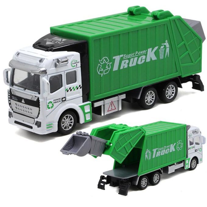 Mini 1/48 Garbage Truck Model With Trash Can Kids-Green