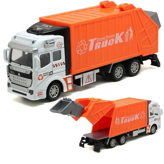 Mini 1/48 Garbage Truck Model With Trash Can Kids-Green