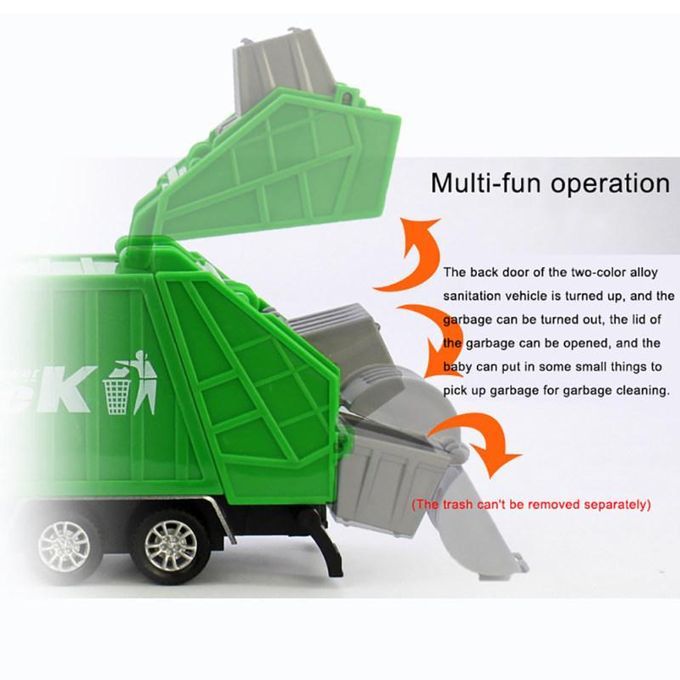 Mini 1/48 Garbage Truck Model With Trash Can Kids-Green