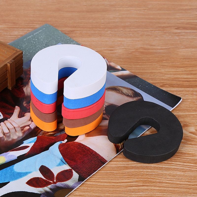 1PC EVA C Shape Security Cabinet Locks Door Clip Baby Safety Locks Children Protection Kids Finger Safe Soft Foam Door Stopper
