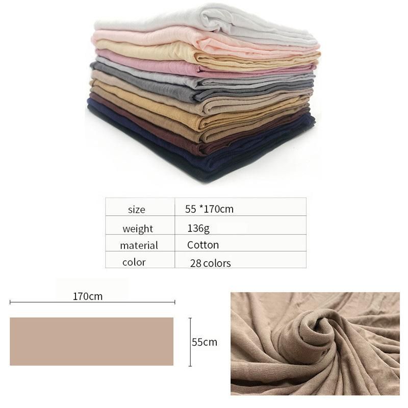 55*170CM Fashion Modal Cotton Turban Women Muslim Jersey Hijab Scarf Shawl Ramadan Plain Soft Stretchy n Ladies Head. Smart