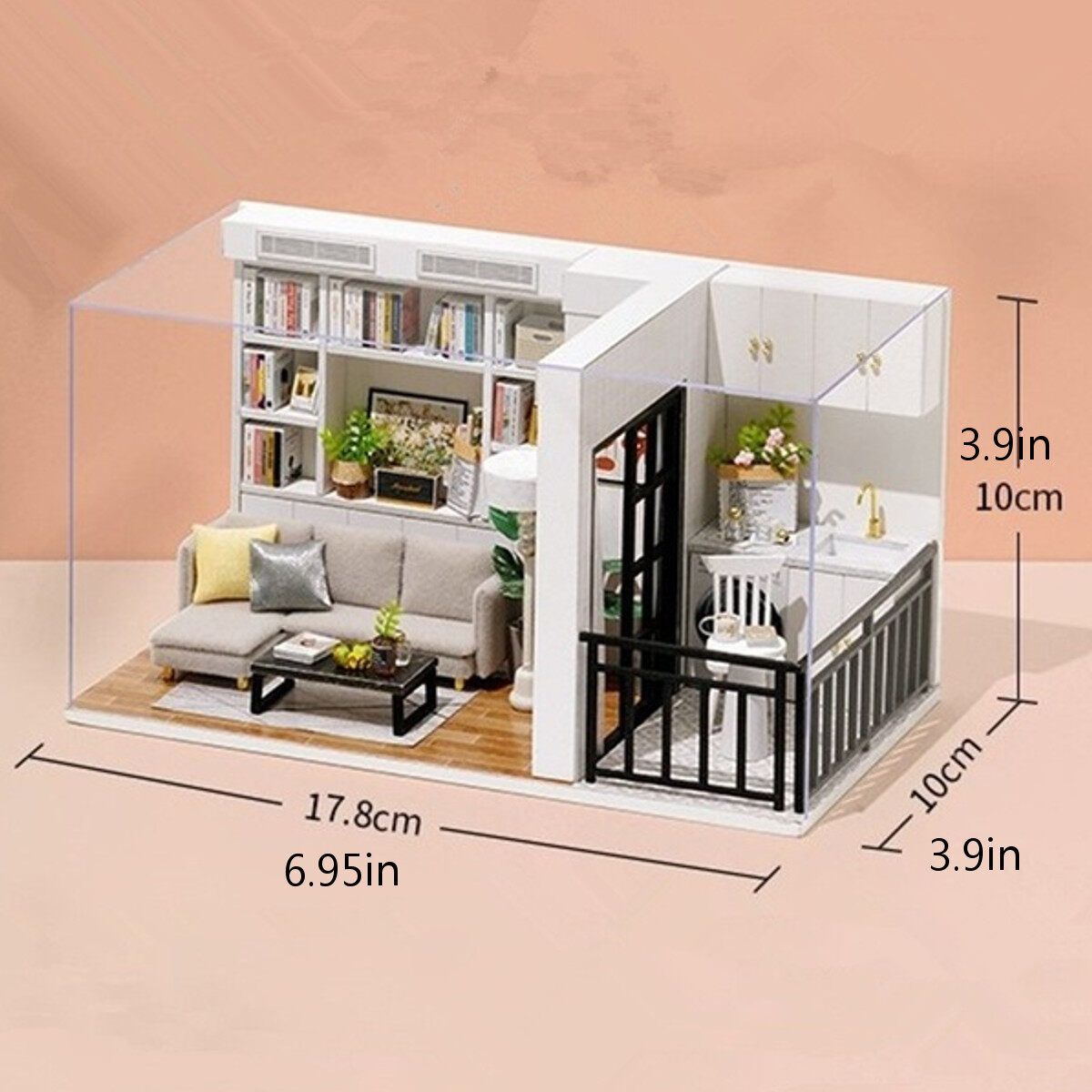 DIY Doll House Wooden Miniature Furniture Kit Hand Assemble For Children Birthday Gifts With Dust Box