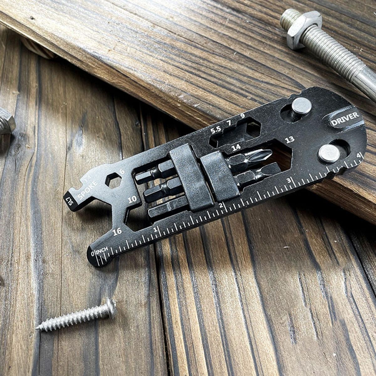 Compact Multi-tool Screwdriver Wrench Hex Key Portable Bike Repair Kit Black