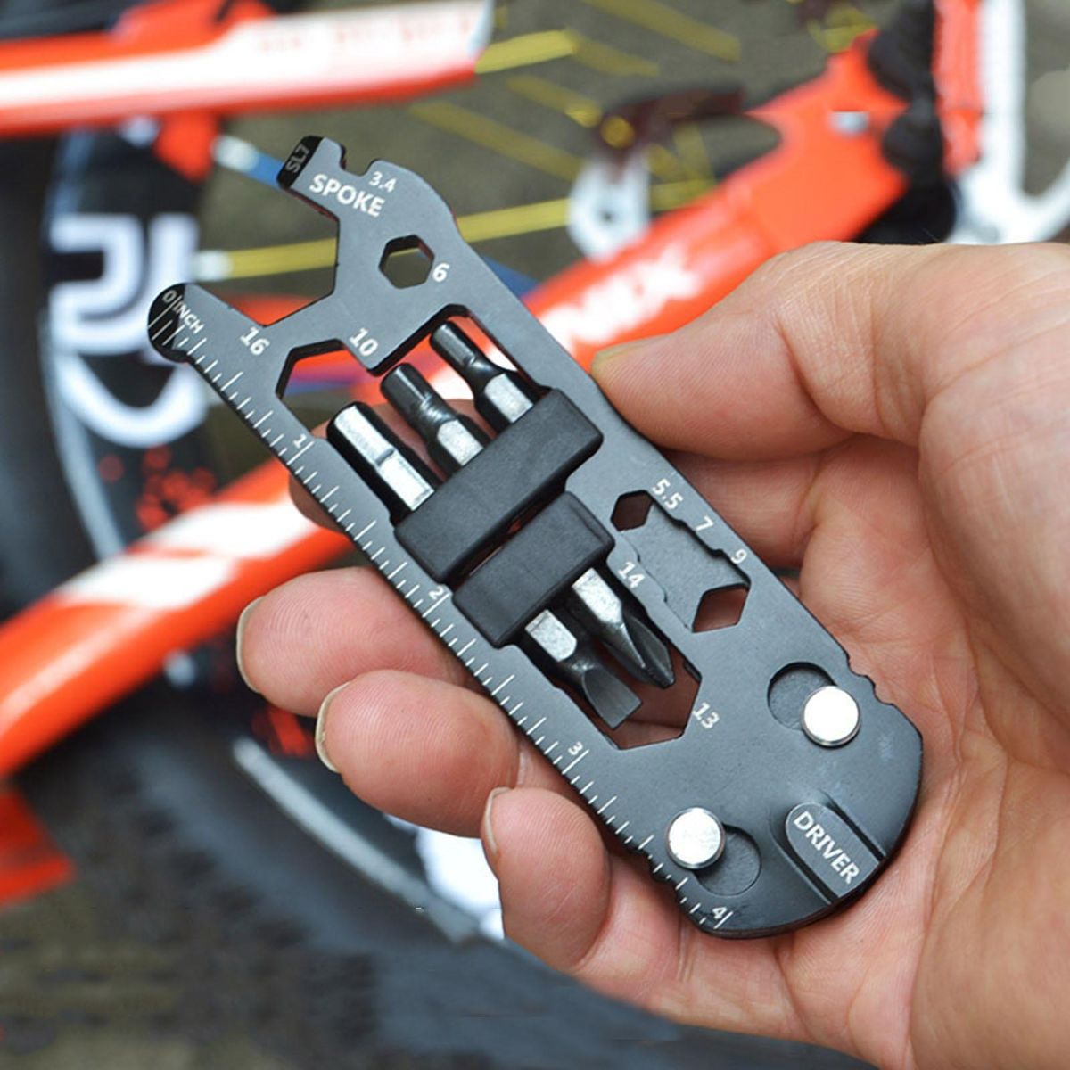 Compact Multi-tool Screwdriver Wrench Hex Key Portable Bike Repair Kit Black