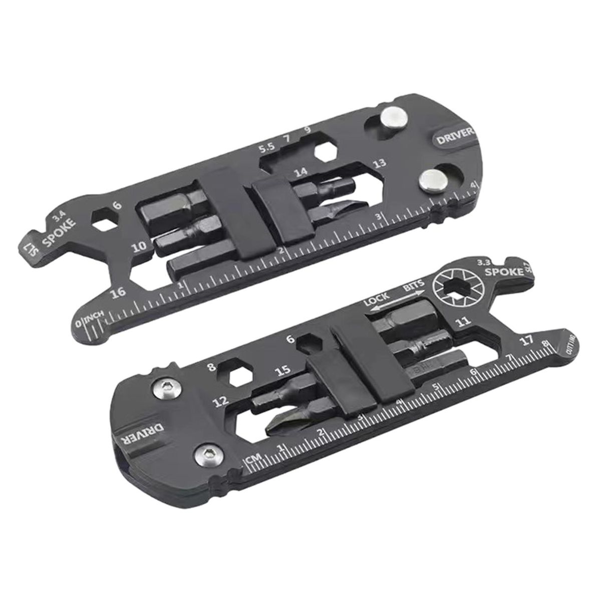 Compact Multi-tool Screwdriver Wrench Hex Key Portable Bike Repair Kit Black