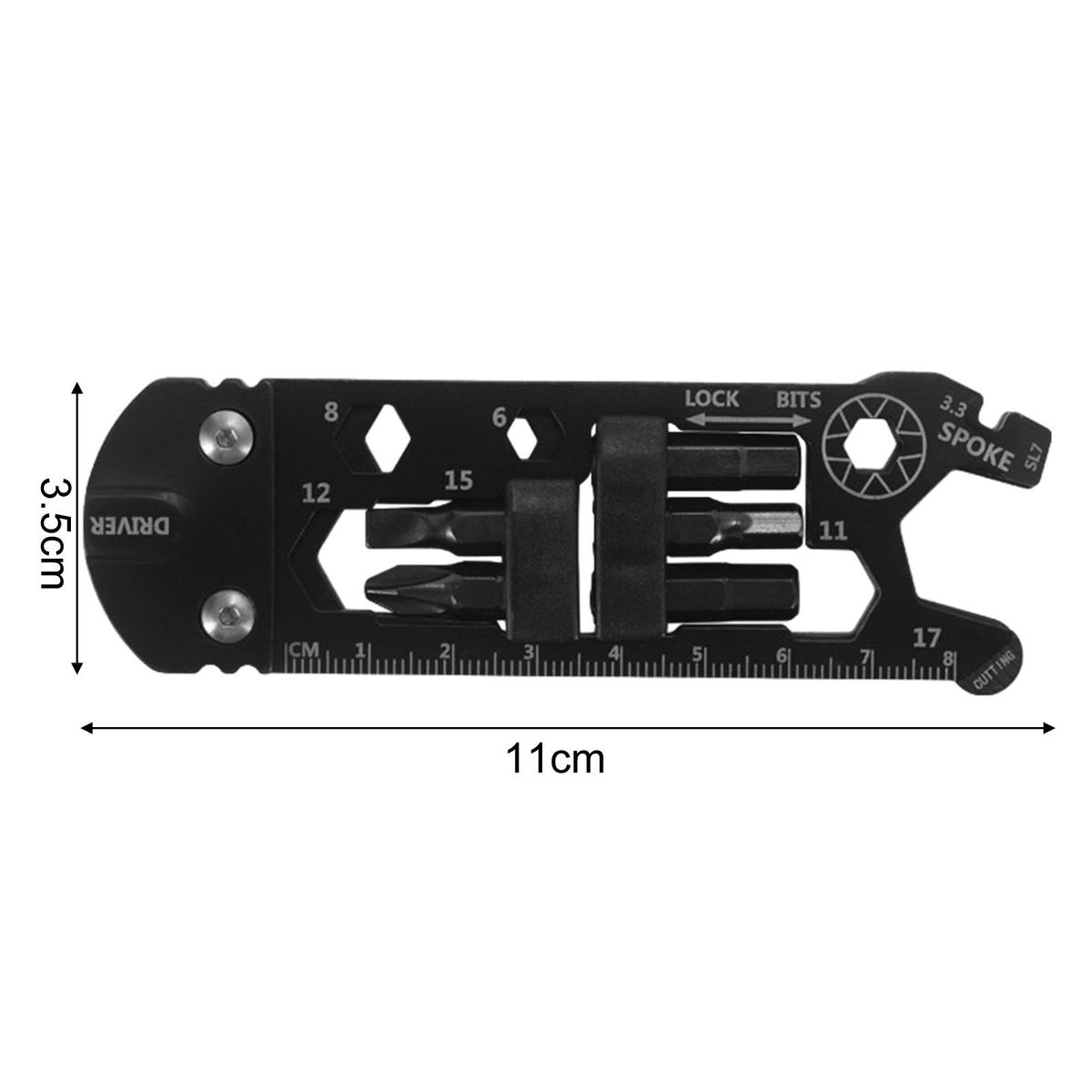 Compact Multi-tool Screwdriver Wrench Hex Key Portable Bike Repair Kit Black