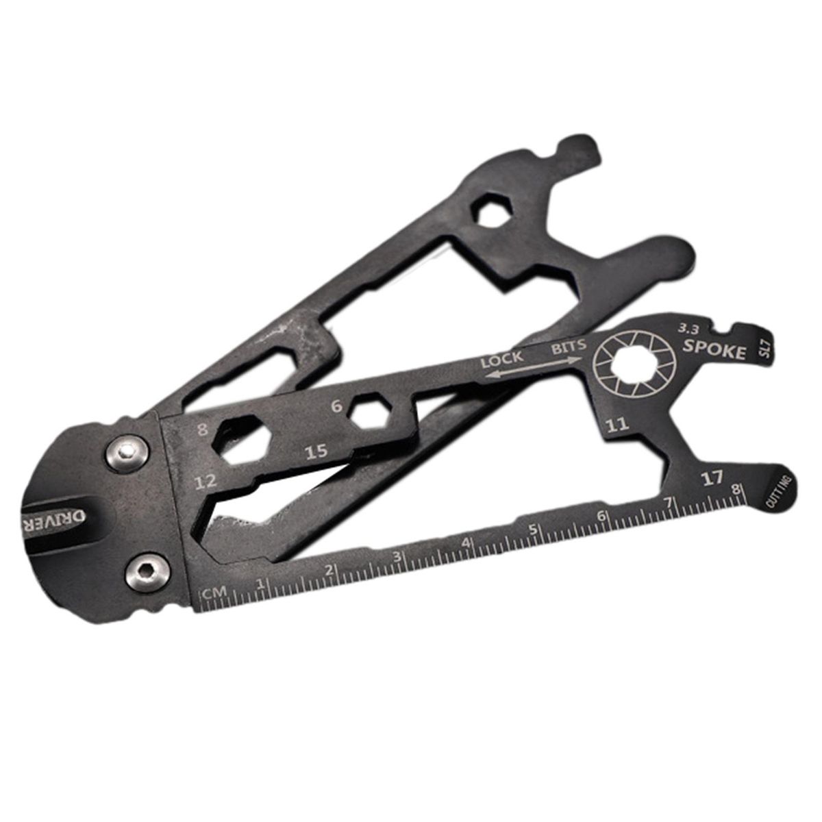 Compact Multi-tool Screwdriver Wrench Hex Key Portable Bike Repair Kit Black
