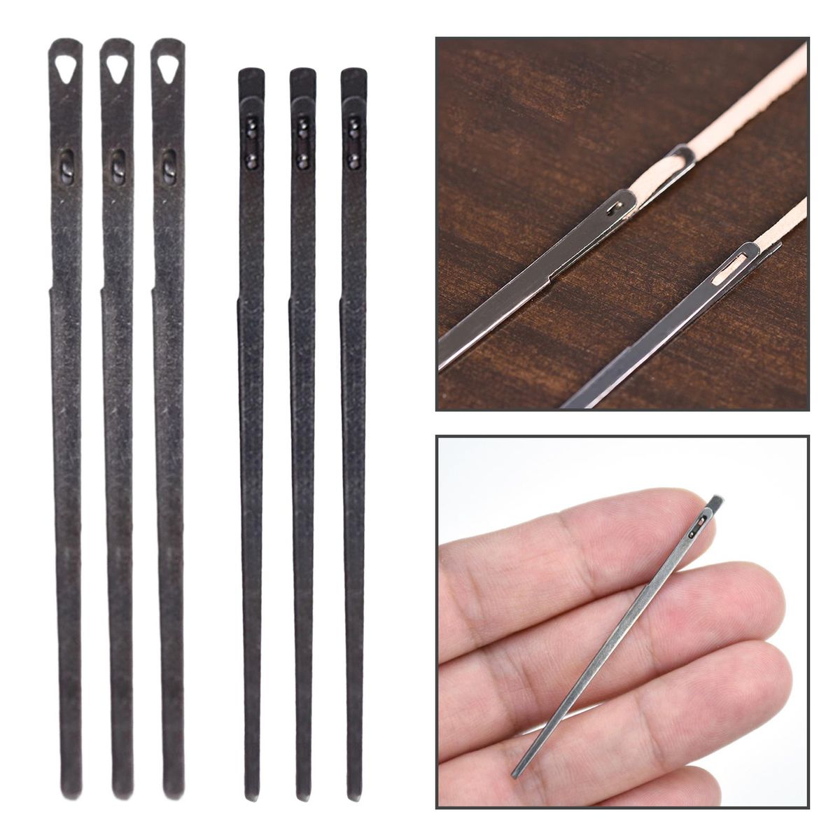 3Pcs Leather Lacing  Steel Repair For Single Prong