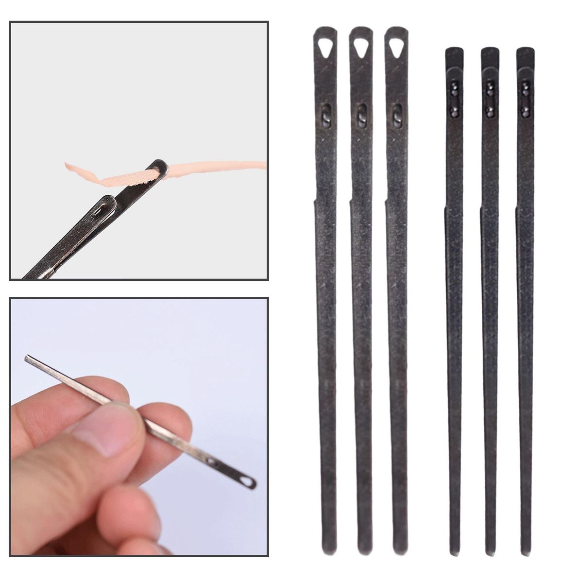 3Pcs Leather Lacing  Steel Repair For Single Prong