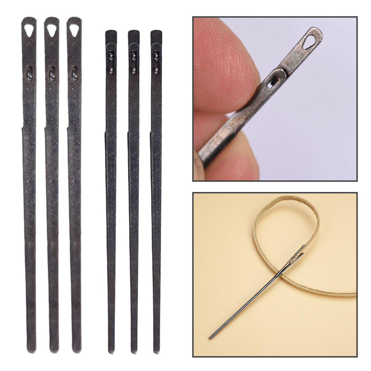 3Pcs Leather Lacing  Steel Repair For Single Prong