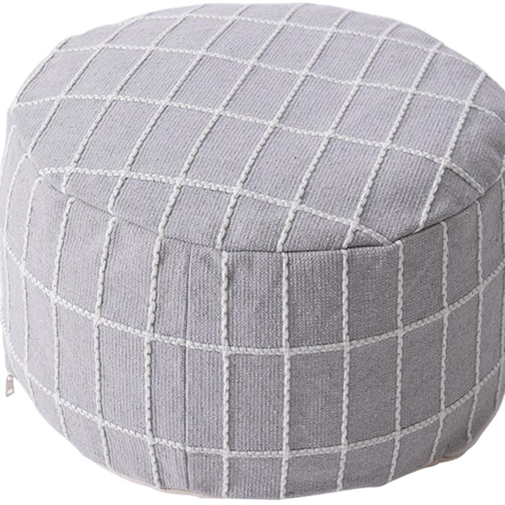 Unsearched Puff Cover Textured Storage Solution Cotton Linen Gray